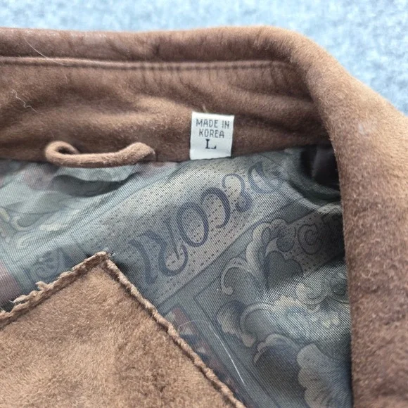 Roundtree & Yorke Suede Jacket Bomber Harrington Leather Brown Men Large Vintage - Picture 5 of 14